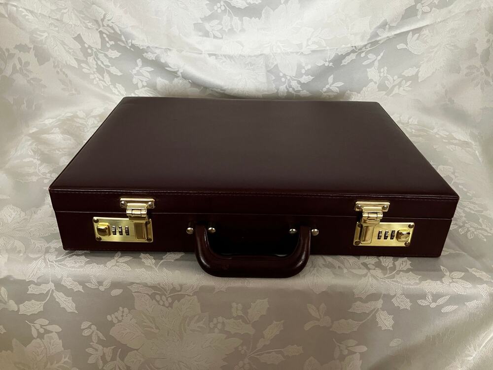 Vintage Heritage Industries Burgundy Leather Briefcase Attached Combo Lock 18x13